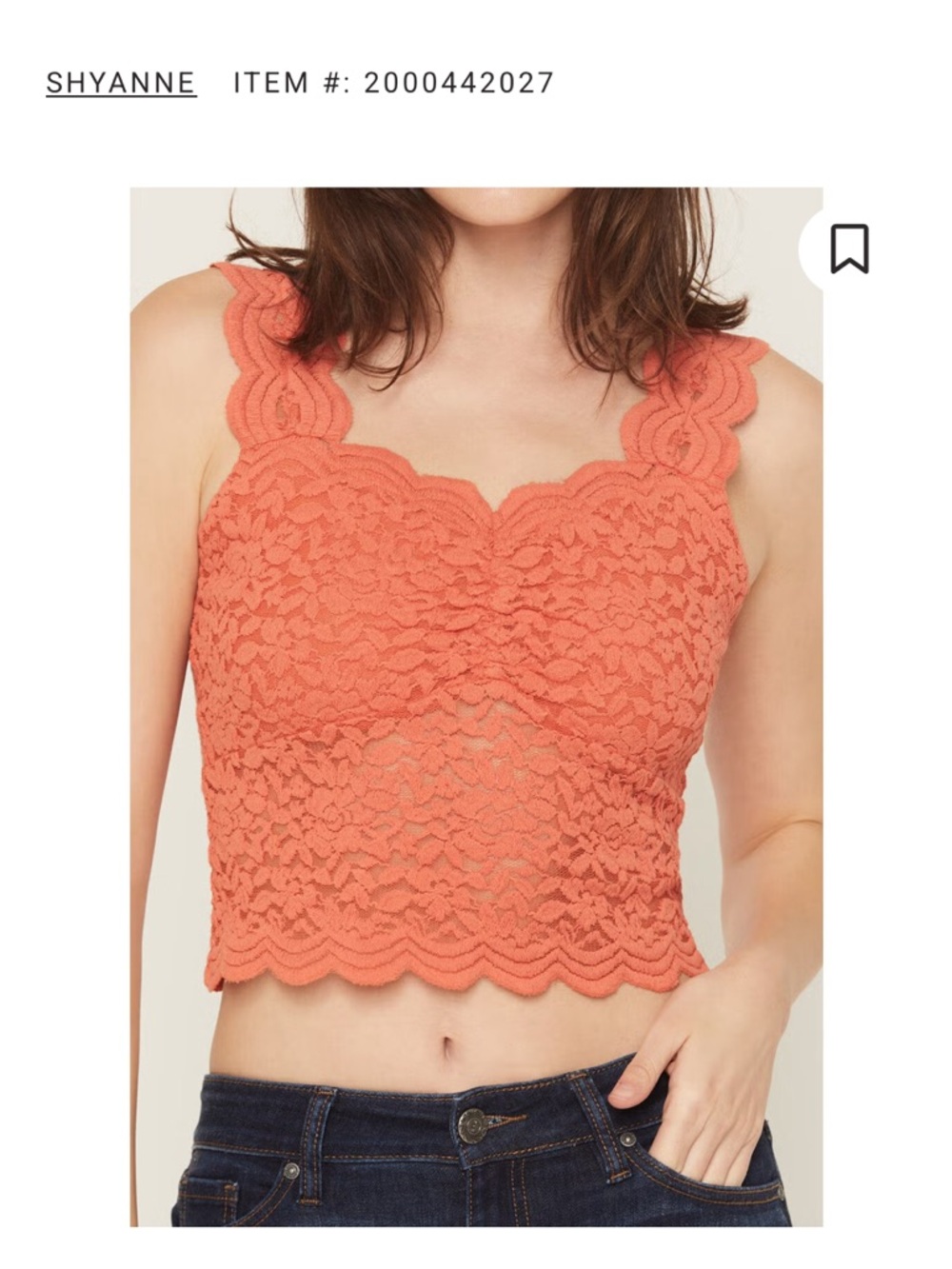Shyanne Coral Lace Cropped Tank